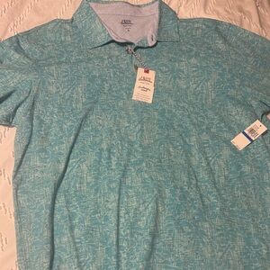 Izod Men's Aqua Pattern Polo Shirt
